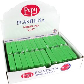 Pepy Plastilina Reusable and Non-Drying Modeling Clay; Set of 24 Bars, 1.4 Ounce Each, Perfect for Arts and Crafts Projects, White
