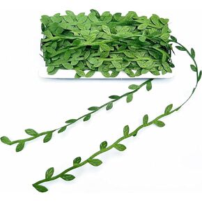 Artificial Decorative Leaf Ribbon Eucalyptus Reusable Garland Ratton Washable Leafs String Vine DIY Fake Green Leaves Hanging Plant Art and Craft DIY - 66 Feet (Olive Green)