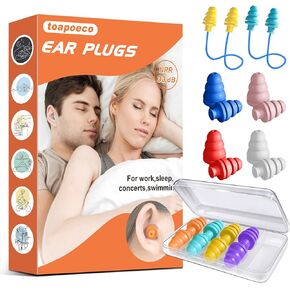 Ear Plugs for Sleeping Noise Cancelling, Reusable Earplugs for Sleeping, Concert, Snoring, Travel, Comfortable Type,33dB Highest NRR 8 Pairs 8 Colors1