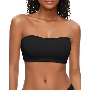 WOWENY Strapless Bra for Women Seamless Non-Slip Silicone Padded Bandeau Bra Comfortable Wireless Tube Top Bralette