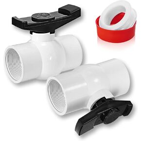 FANOVO 2Pcs PVC Ball Valve, 1 inch Full Flow Ball Valve, SCH40 NPT Shut off Ball Valve Threaded with Easy to rotate and Excellent Handle, Rated at 150 PSI, for Various Water Control System