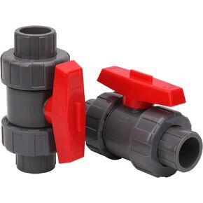 2Pack 3/4" PVC True Union Ball Valve Socket with Full Port (Slip x Slip) 3/4" PVC Double Union Full Flow Ball Valve Water Pipe Shut-off Valve for Water System,Reversible PTFE Seats