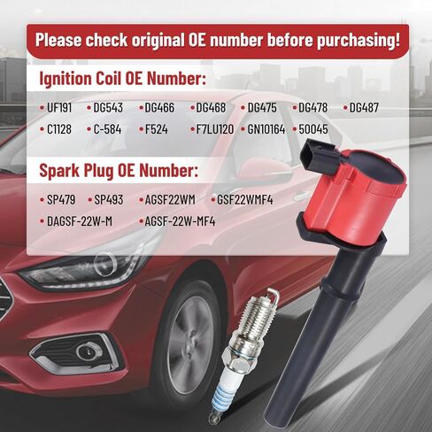 ملف الإشعال CarBole UF191 ومجموعة قابس إشعال إيريديوم SP479، متوافق مع Ford GT، Mustang، Lincoln Navigator 5.4L V8، Qvale Mangusta 4.6L V8، بديل لـ DG543 C1128 SP493 (عبوة من 8) in Saudi Arabia