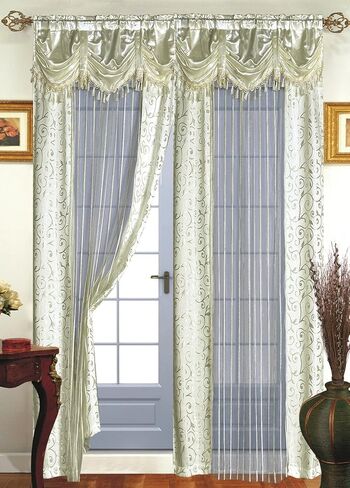 Dainty Home Tango Window Curtain with Attached Valance, 56 x 63 in + 18 in, Gold in Saudi Arabia