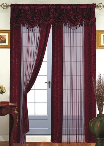 Dainty Home Tango Window Curtain with Attached Valance, 56 x 63 in + 18 in, Gold in Saudi Arabia