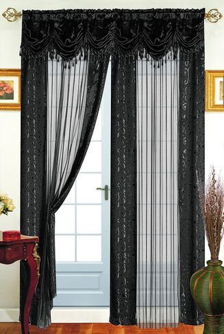 Dainty Home Tango Window Curtain with Attached Valance, 56 x 63 in + 18 in, Gold in Saudi Arabia