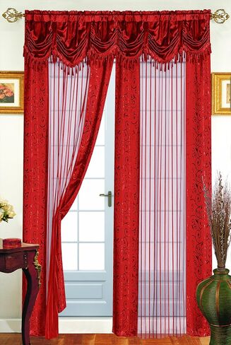 Dainty Home Tango Window Curtain with Attached Valance, 56 x 63 in + 18 in, Gold in Saudi Arabia