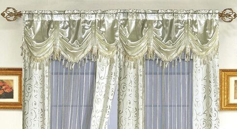 Dainty Home Tango Window Curtain with Attached Valance, 56 x 63 in + 18 in, Gold in Saudi Arabia