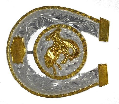 إبزيم حزام على شكل حدوة حصان من الألبكة للرجال مقاس 8.89 سم عرضًا / 7.62 سم ​​ارتفاعًا فضي/ذهبي in Kuwait