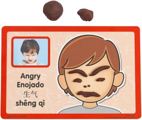 Colorations Emotions Modeling Mats, Set of 12, Thick Laminated Paper, 9" x 6", Real-Life Photo of a Child expressing an Emotion in Saudi Arabia