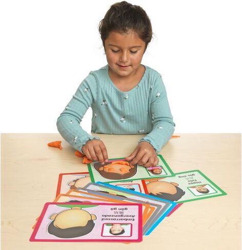 Colorations Emotions Modeling Mats, Set of 12, Thick Laminated Paper, 9" x 6", Real-Life Photo of a Child expressing an Emotion in Saudi Arabia
