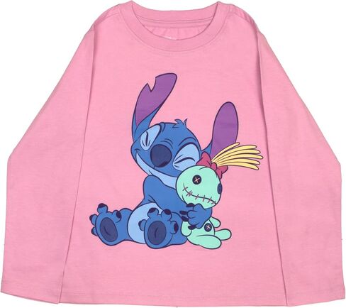 Disney Minnie Mouse Lilo and Stitch Girls 2-Piece Set, Short Sleeve T-Shirt and Long Sleeve Tee Bundle Set for Girls in Saudi Arabia