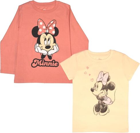 Disney Minnie Mouse Lilo and Stitch Girls 2-Piece Set, Short Sleeve T-Shirt and Long Sleeve Tee Bundle Set for Girls in Saudi Arabia