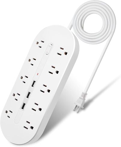 شريط طاقة 10FT 2 Prong سلك تمديد 3 أمتار، مستقطب 2 Prong إلى 3 Prong Outlet محول مع 5V 3.4A USB، 700J Surge Protector، قابل للتركيب على الحائط، مثالي للمنافذ غير المؤرضة، أسود in Kuwait