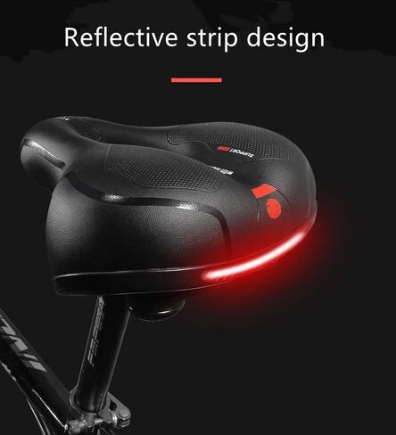 مقعد دراجة مريح كبير الحجم مع كرة مزدوجة ممتصة للصدمات، سرج دراجة عريض مقاوم للماء، مقعد دراجة للرجال والنساء مناسب للدراجات الداخلية والخارجية مع عاكس in Kuwait