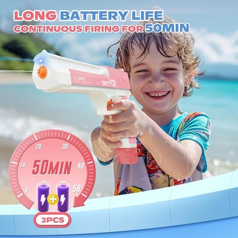 مسدس مياه كهربائي، مسدسات رش أوتوماتيكية مع أضواء يصل مداها إلى 32 قدمًا بسعة كبيرة، 434CC+2 قاذفات مياه 58CC للأطفال والأولاد والبالغين في الهواء الطلق في الصيف وحمام السباحة على الشاطئ (أزرق) in Kuwait