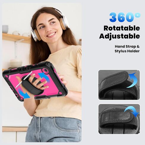 حافظة سامسونج جالاكسي تاب A9 مقاس 8.7 بوصة 2023 (SM-X110/X115/X117) مع واقي شاشة وحامل أقلام، غطاء سيليكون متين مقاوم للصدمات للأطفال 360 درجة وحزام كتف لجهاز جالاكسي A9 اللوحي أرجواني in Kuwait