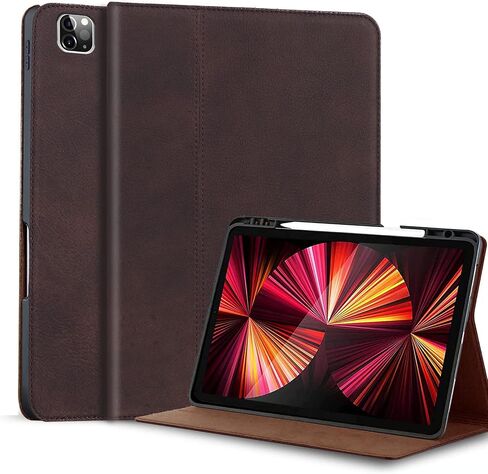 Gexmil Leather Case for iPad Pro 12.9 Inch, 6th/5th/4th/3rd Generation 2022/2021/2020/2018,Genuine Leather Folio Cover Shockproof with Stylus Holder,Auto Sleep/Wake Anti-Slip,Flower Pattern in Saudi Arabia
