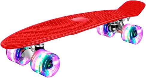 Complete 22 Inch Mini Cruiser Skateboard with PU Wheel Lights Retro Design for Kids, Youths, Beginners, and Adults in Saudi Arabia