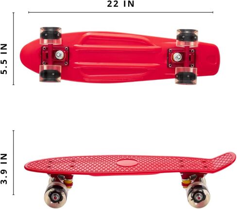 Complete 22 Inch Mini Cruiser Skateboard with PU Wheel Lights Retro Design for Kids, Youths, Beginners, and Adults in Saudi Arabia