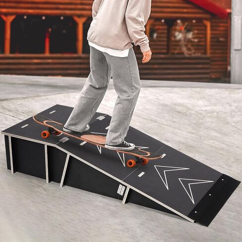 منحدر دراجة كبير من Yeshine، منحدر لوح التزلج مع سطح الطاولة، منحدر BMX خشبي، منحدر تزلج محمول، سلالم سكوتر، منحدر Rc، سلالم لوح التزلج للأطفال الأولاد والبنات والكبار ملحقات لوح التزلج in Kuwait