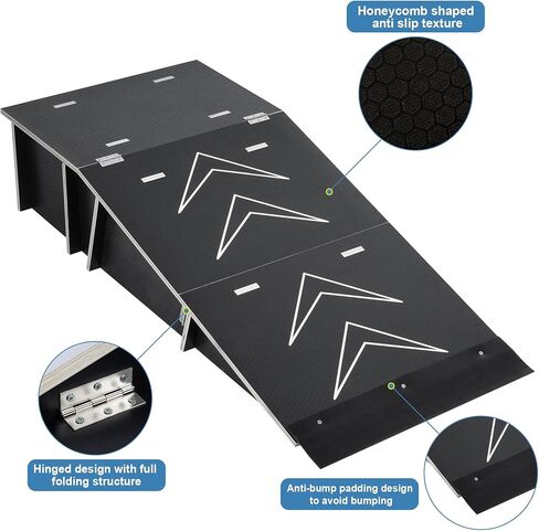 منحدر دراجة كبير من Yeshine، منحدر لوح التزلج مع سطح الطاولة، منحدر BMX خشبي، منحدر تزلج محمول، سلالم سكوتر، منحدر Rc، سلالم لوح التزلج للأطفال الأولاد والبنات والكبار ملحقات لوح التزلج in Kuwait