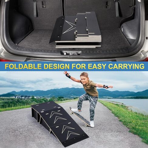 منحدر دراجة كبير من Yeshine، منحدر لوح التزلج مع سطح الطاولة، منحدر BMX خشبي، منحدر تزلج محمول، سلالم سكوتر، منحدر Rc، سلالم لوح التزلج للأطفال الأولاد والبنات والكبار ملحقات لوح التزلج in Kuwait