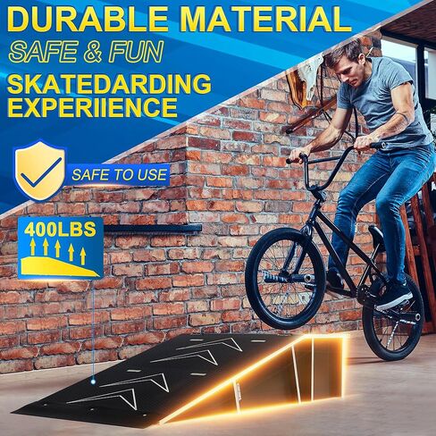 منحدر دراجة كبير من Yeshine، منحدر لوح التزلج مع سطح الطاولة، منحدر BMX خشبي، منحدر تزلج محمول، سلالم سكوتر، منحدر Rc، سلالم لوح التزلج للأطفال الأولاد والبنات والكبار ملحقات لوح التزلج in Kuwait