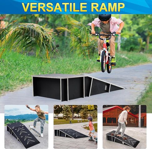 منحدر دراجة كبير من Yeshine، منحدر لوح التزلج مع سطح الطاولة، منحدر BMX خشبي، منحدر تزلج محمول، سلالم سكوتر، منحدر Rc، سلالم لوح التزلج للأطفال الأولاد والبنات والكبار ملحقات لوح التزلج in Kuwait