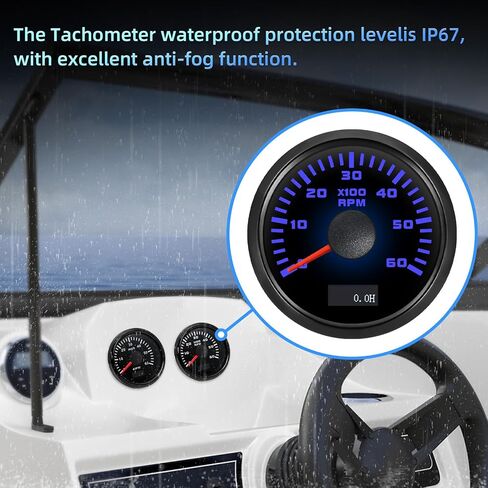 Tachometer 8000 RPM 7 Color Tachometer Gauge 2-1/16" 52mm RPM Meter Waterproof for AUTO Boat Marine（White） in Saudi Arabia