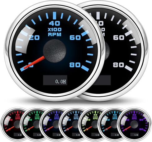 Tachometer 8000 RPM 7 Color Tachometer Gauge 2-1/16" 52mm RPM Meter Waterproof for AUTO Boat Marine（White） in Saudi Arabia