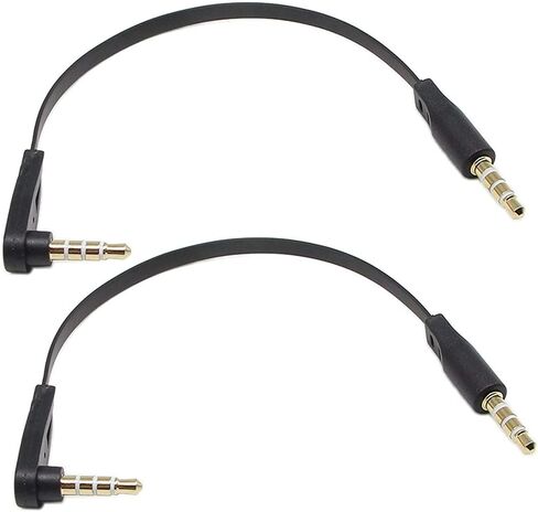 3.5mm Audio Cable,zdyCGTime Right Angle 4-Pole 1/8" 3.5mm Stereo Plug/Male to Straight 4-Pole 1/8" 3.5mm Stereo Plug/Male Aux Headphone Cable-0.5feet in Saudi Arabia