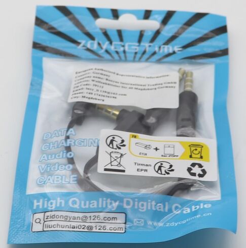 3.5mm Audio Cable,zdyCGTime Right Angle 4-Pole 1/8" 3.5mm Stereo Plug/Male to Straight 4-Pole 1/8" 3.5mm Stereo Plug/Male Aux Headphone Cable-0.5feet in Saudi Arabia
