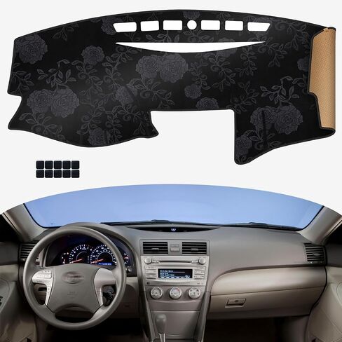 Upgrade New Materials Flannel Dashboard Cover Fit for 2007-2011 Toyota Camry Effective Anti Glare, Reduce Reflection, Sun Protection, Dust Proof, Moisture Absorption, UV-Proof -Pattern Black in Saudi Arabia
