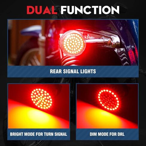 مجموعة VehiCode 1157 Harley LED Light Bulb (Halo Ring Red) - 2357 2057 7528 BAY15D بديل للدراجات النارية Harley Davidson الأمامي/الخلفي إشارة الانعطاف الوامضة الذيل مصباح إيقاف الفرامل (عبوتان) in Kuwait