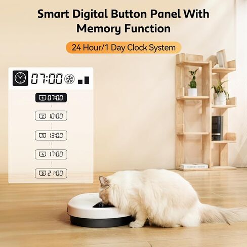 جهاز تغذية طعام رطب أوتوماتيكي للقطط F10، موزع رقمي لـ 5 وجبات للحيوانات الأليفة مع تبريد طويل الأمد، 3 إعدادات للتبريد in Kuwait
