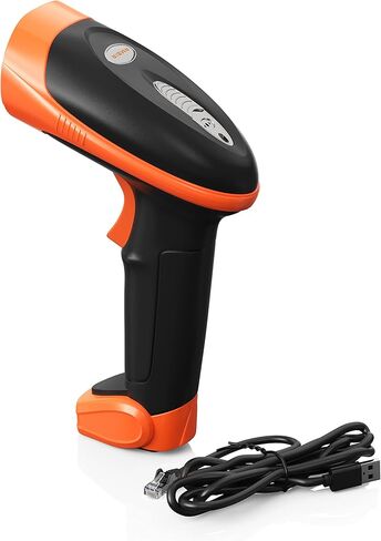 AMBIR BR100 ماسح الباركود السلكي/USB: يدعم الرموز الشريطية 1D و2D وPDF417 وQR. نظام التشغيل: وين، ماك، لينكس، أندرويد. اقرأ: شاشات الهاتف/الكمبيوتر اللوحي، والرموز الشريطية المتجعدة/منخفضة الجودة. جهاز HID - التوصيل والتشغيل - أسود / برتقالي in Kuwait