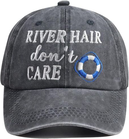 قبعة مطرزة بشعر النهر لا تهتم، قبعة بيسبول من قماش الدنيم القطني القابل للتعديل وقابلة للتعديل in Kuwait