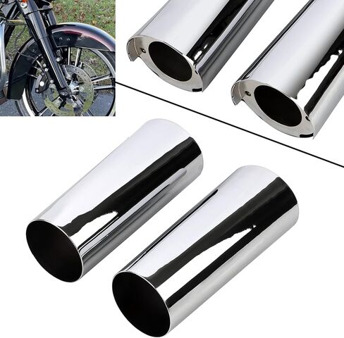 +2 بوصة بالإضافة إلى أغطية منزلق علوية ممتدة بوصتين من أجراس البقر لدراجة Harley Touring Electra Glide Road King Trike 2014-UP، كروم in Kuwait