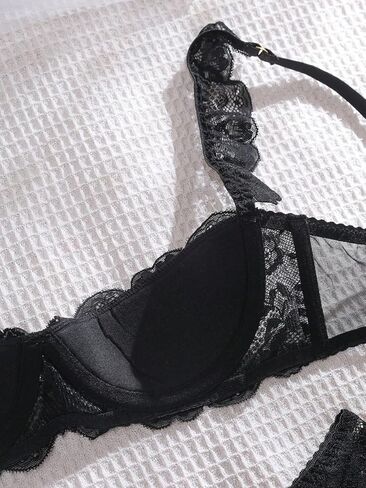SweatyRocks Women's Lingerie Set Floral Lace Ruffle Shoulder Bra and Panty Underwear Sets in Saudi Arabia