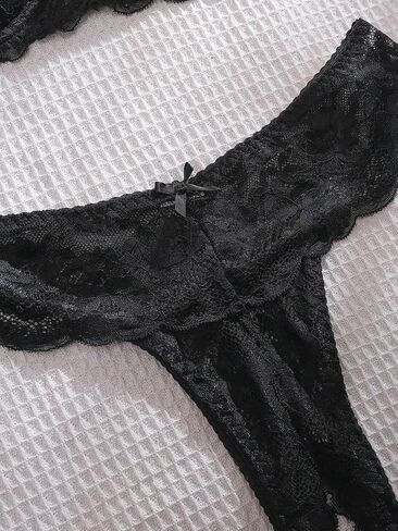 SweatyRocks Women's Lingerie Set Floral Lace Ruffle Shoulder Bra and Panty Underwear Sets in Saudi Arabia