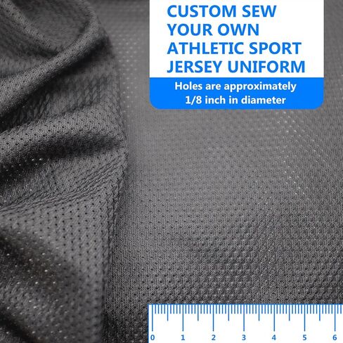 2 Yard - Black Breathable Polyester Micro Mesh Jersey Fabric - Sturdy Athletic Stretchy Mesh Fabric, Nice for Sewing Soccer and Basketball Sports Uniform in Saudi Arabia