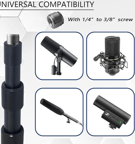 Boom Pole for Shotgun Mic, Professional Boom Mic Pole for Video Recording，3-Section Extendable Rod From 3.1ft to 8.3ft Adjustable Length with 1/4" and 3/8" to 5/8" Threads in Saudi Arabia