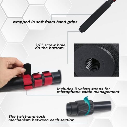 Boom Pole for Shotgun Mic, Professional Boom Mic Pole for Video Recording，3-Section Extendable Rod From 3.1ft to 8.3ft Adjustable Length with 1/4" and 3/8" to 5/8" Threads in Saudi Arabia