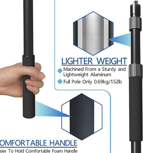 Boom Pole for Shotgun Mic, Professional Boom Mic Pole for Video Recording，3-Section Extendable Rod From 3.1ft to 8.3ft Adjustable Length with 1/4" and 3/8" to 5/8" Threads in Saudi Arabia