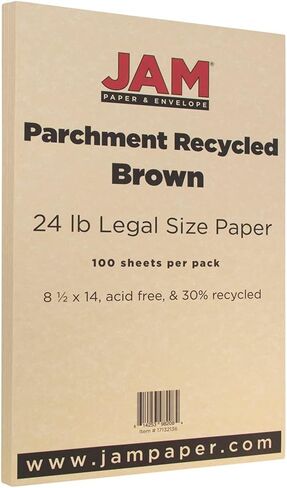 JAM PAPER Legal Parchment 24lb Paper - 90 gsm - 8.5 x 14 - Nautral Recycled - 100 Sheets/Pack in Saudi Arabia