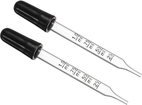 PATIKIL Eye Dropper, 2pcs 1ml Glass Straight Tip Graduated Ear Dropper with Rubber Bulbs for Transfer Liquids for Dose and Measurement, Clear in Saudi Arabia