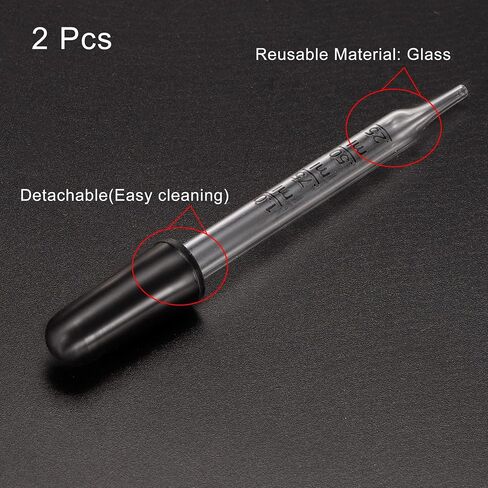 PATIKIL Eye Dropper, 2pcs 1ml Glass Straight Tip Graduated Ear Dropper with Rubber Bulbs for Transfer Liquids for Dose and Measurement, Clear in Saudi Arabia