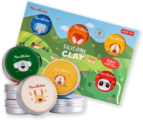 عجينة تشكيل فاميليدو - مجموعة DIY قابلة للتمدد وقابلة لإعادة الاستخدام وغير قابلة للتجفيف مع قوالب، هدايا فنية غير سامة للأولاد والبنات من سن 3 سنوات فما فوق، علبة مكونة من 6 ألوان in Kuwait