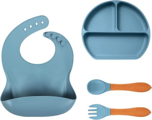 Silicone Baby Feeding Set, Baby Led Weaning Supplies, Non-Slip Baby Self Feeding Utensils in Saudi Arabia